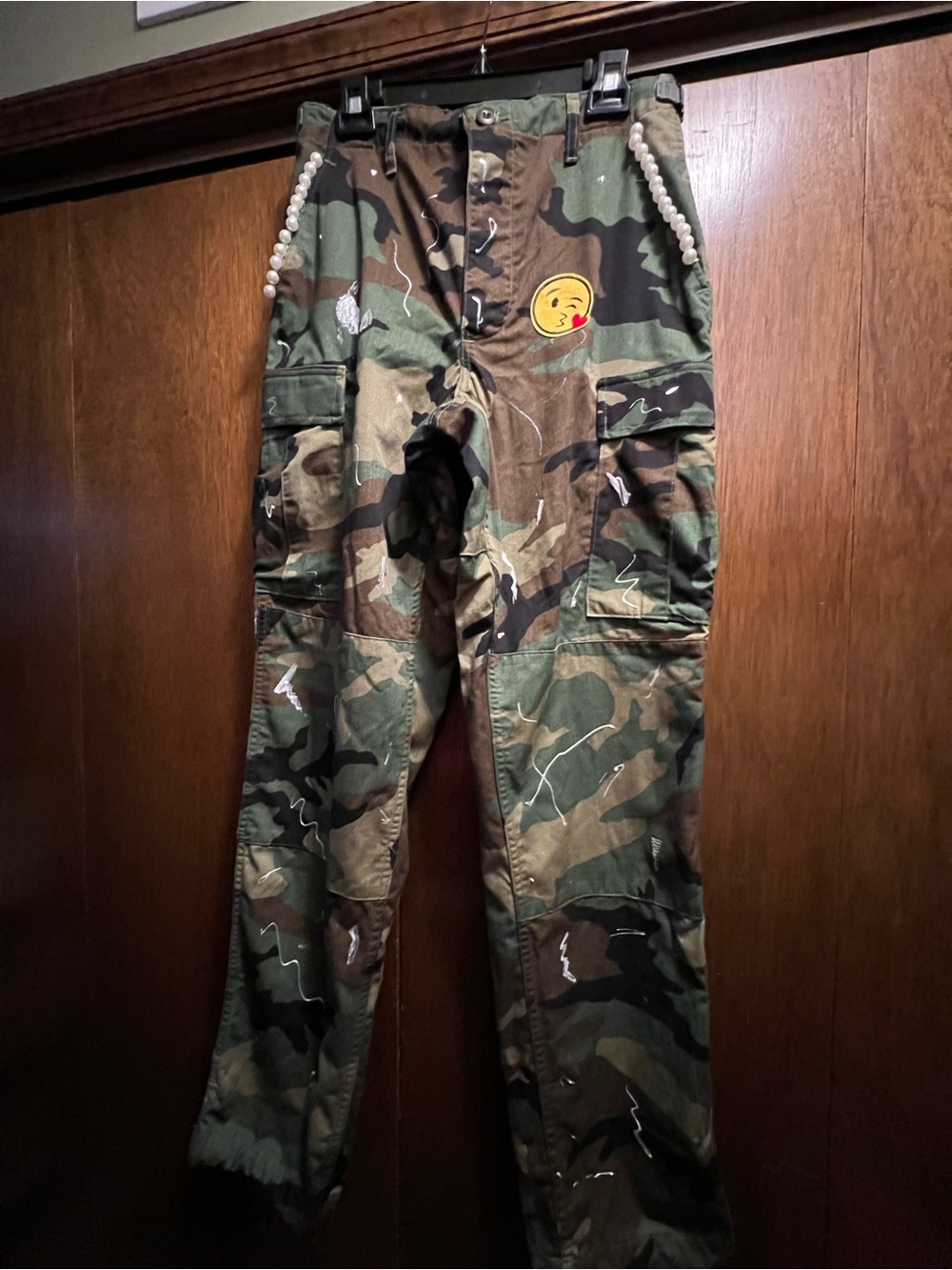 Women’s Classic BDU /Camo Cargo Pants with Emoji Patch - Green